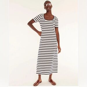 J Crew Striped Midi Dress, black and white, size medium